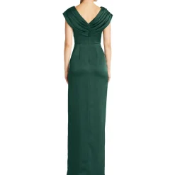 Acari Pleated Satin Evening Dress