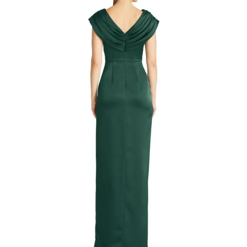 Acari Pleated Satin Evening Dress