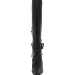 Aiyda Buckle Faux Leather Knee-High Boots