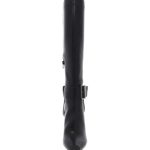 Aiyda Buckle Faux Leather Knee-High Boots
