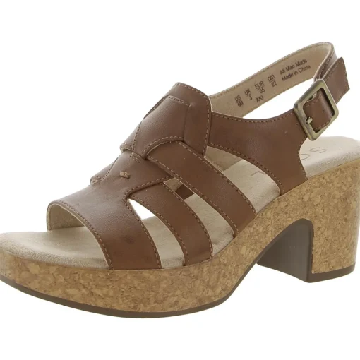 Aki Faux Leather Peep-Toe Platform Sandals