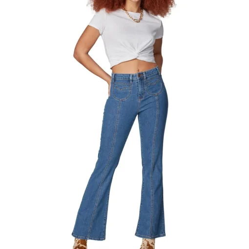 Alice Raw Hem Denim Flared Jeans
