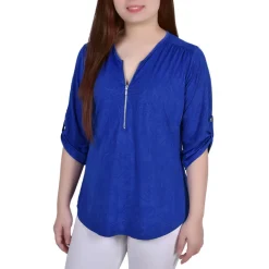 Animal Print Stretch Button-Down Top