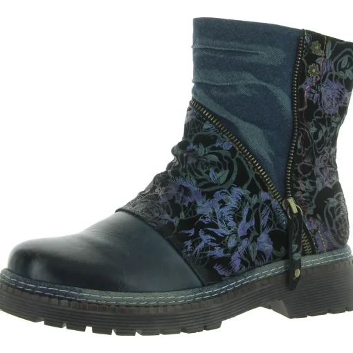 Avril Rose Leather Block Heel Ankle Boots