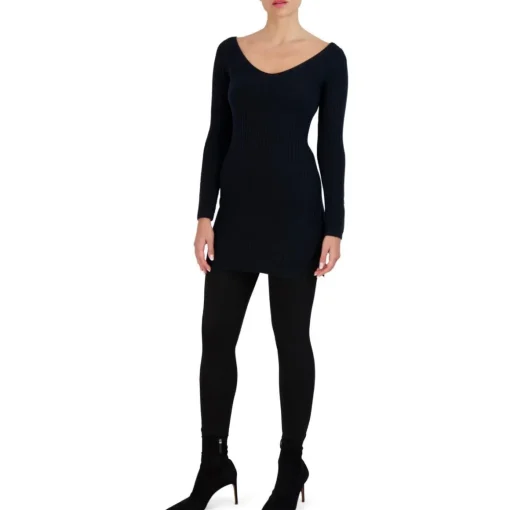 BCBG Max Azria Ribbed Knit Long Sleeve Mini Sweaterdress
