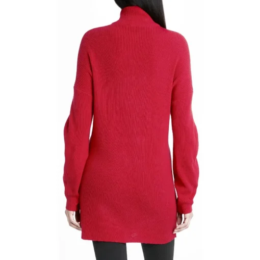 BCBG Max Azria Ribbed Knit Relaxed Fit Turtleneck Tunic Sweater
