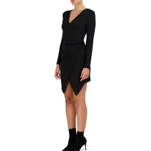 BCBG Max Azria Ruched Long Sleeve Mini Dress with Envelope Hem