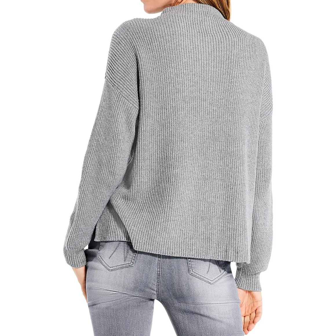 Beaded Mock Neck Pullover Sweater