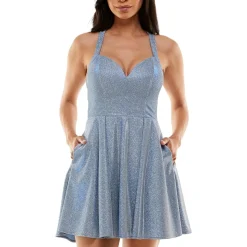 Bee Darlin Juniors Glitter Mini Fit & Flare Dress