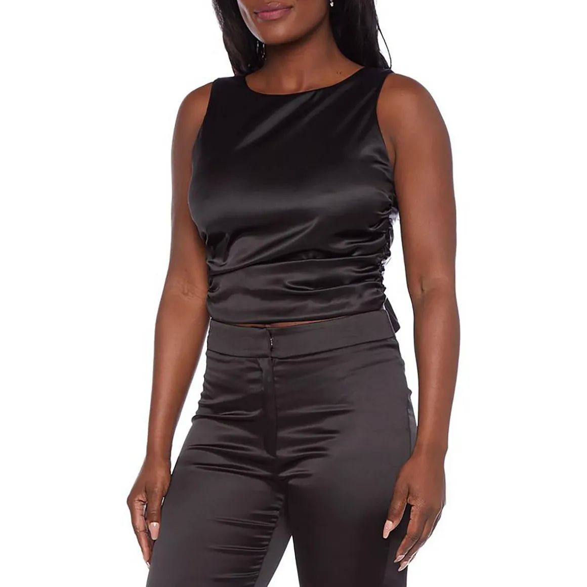 Bee Darlin Juniors Satin Open Back Halter Top