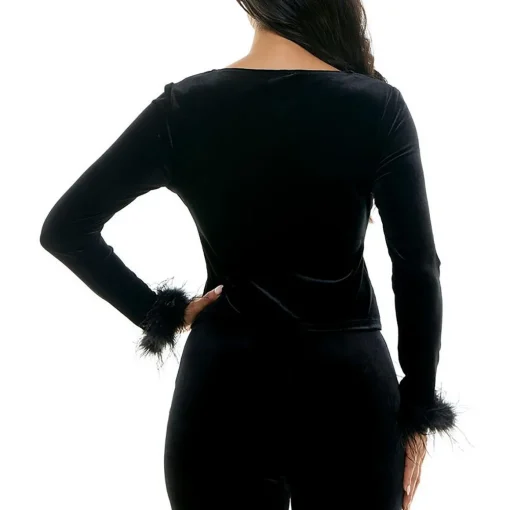 Bee Darlin Velvet Scoop Neck Pullover Top