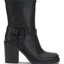 Bernique Faux Leather Studded Mid-Calf Boots