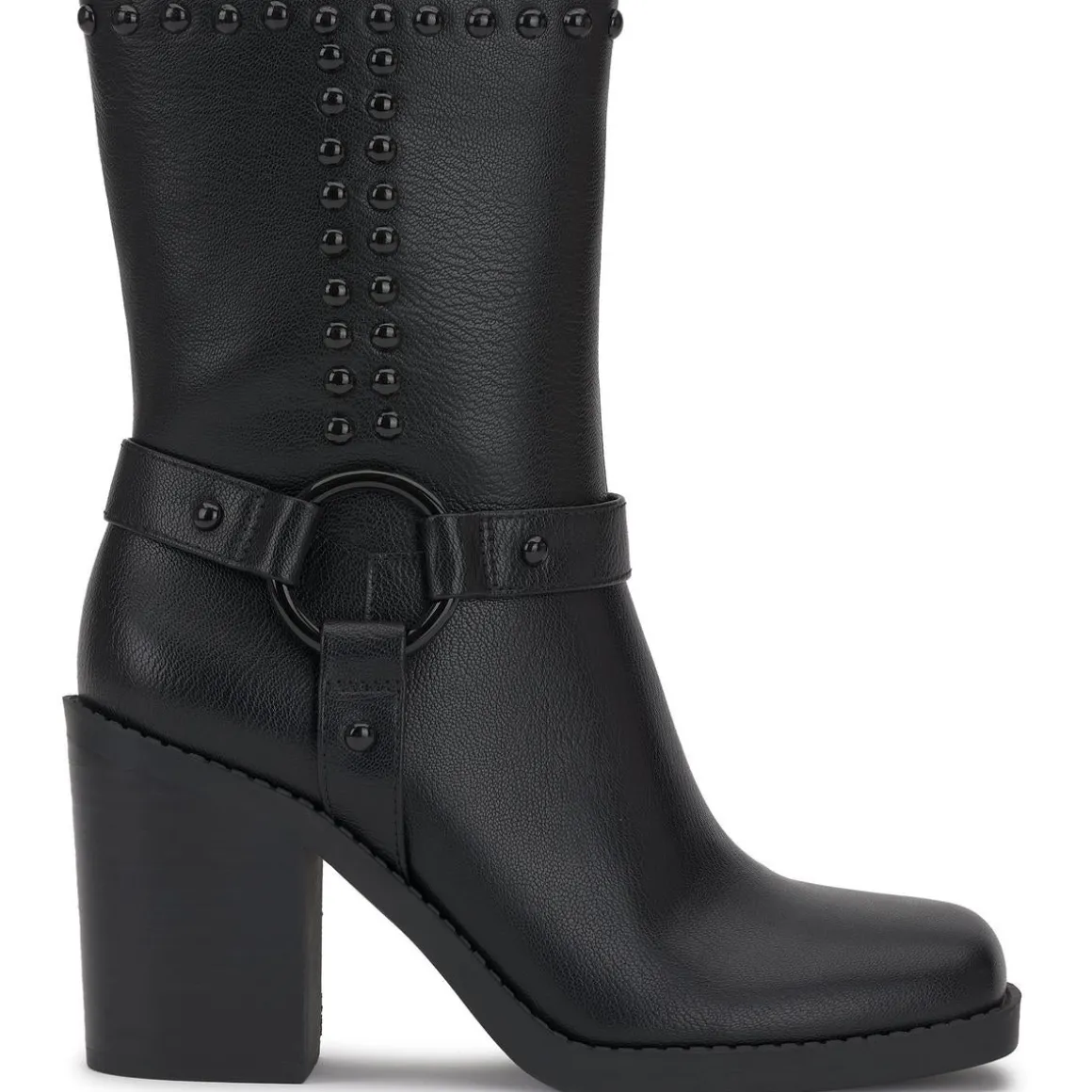 Bernique Faux Leather Studded Mid-Calf Boots