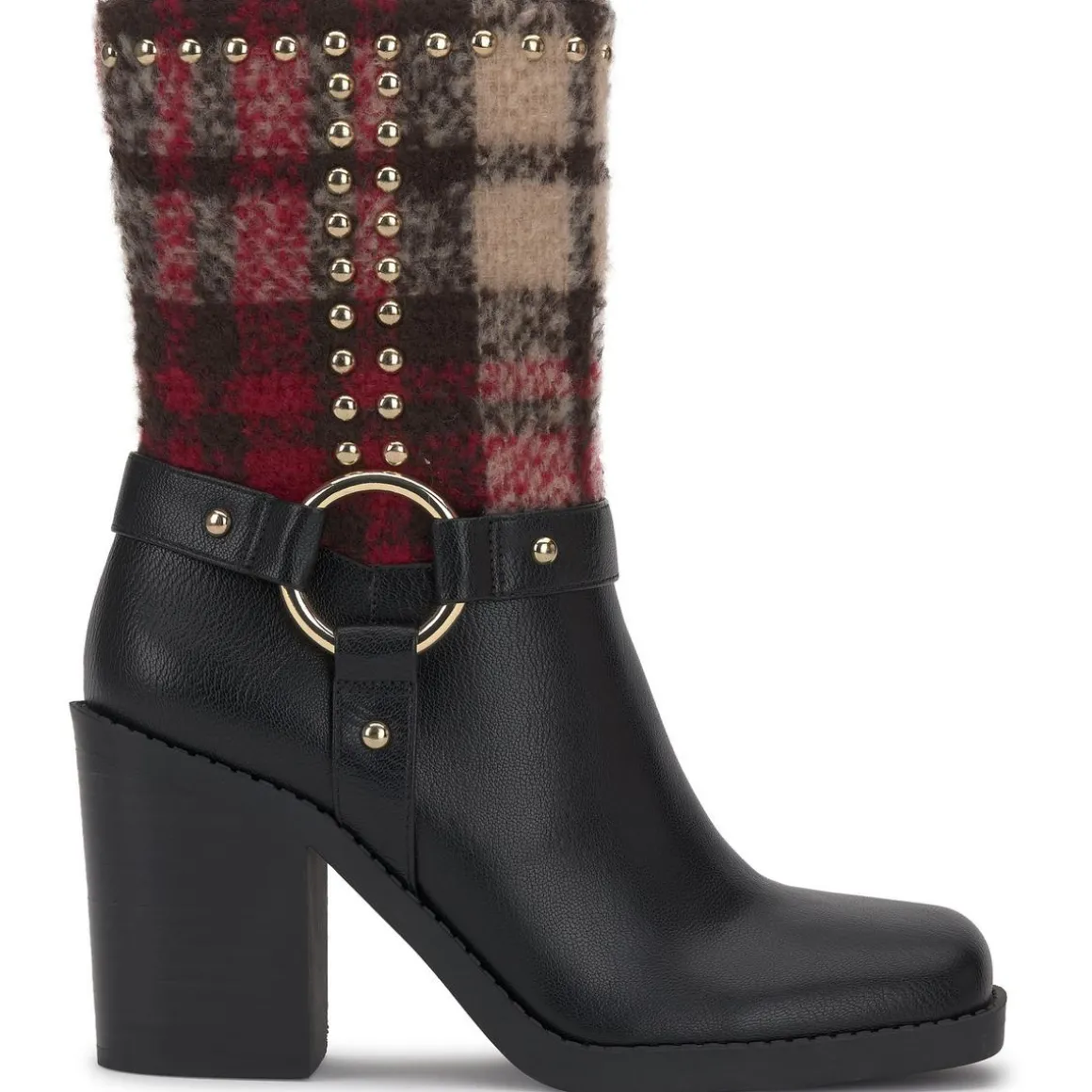 Bernique Faux Leather Studded Mid-Calf Boots