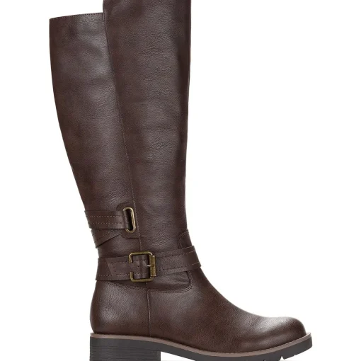 Blakelyy Faux Leather Buckle Knee-High Boots