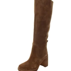 Block Heel Faux Leather Mid-Calf Boots