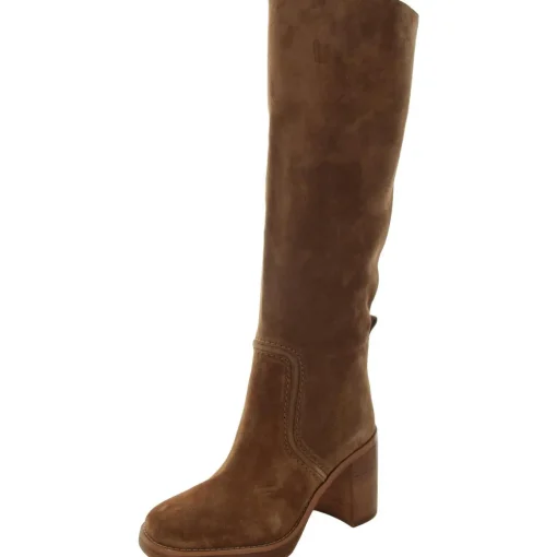 Block Heel Faux Leather Mid-Calf Boots