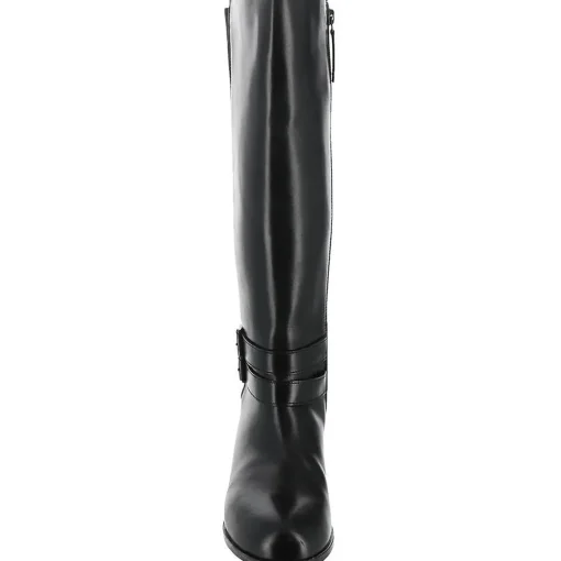 Bonnie Leather Stacked Heel Knee-High Boots