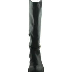Bota Salto Baixo Buckle Knee-High Boots
