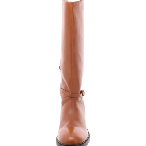 Bota Salto Baixo Buckle Knee-High Boots