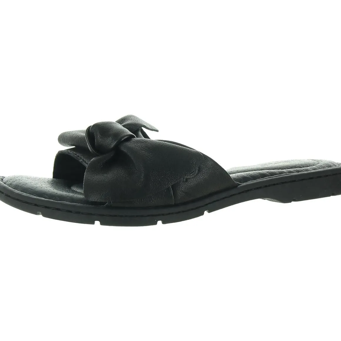 Bow Leather Slide Sandals