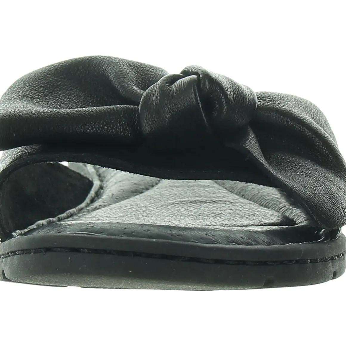 Bow Leather Slide Sandals