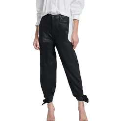 Bow Tie Coated Denim Wide Leg Jeans