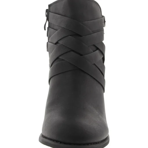 Buckle Faux Leather Ankle Boots