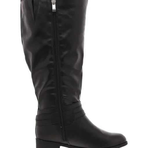 Buckle Faux Leather Knee-High Boots