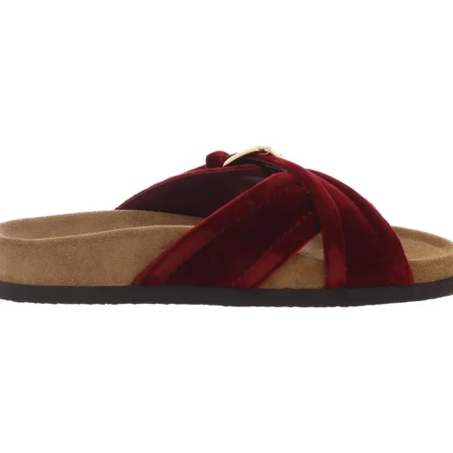 Buckle Velvet Slide Sandals