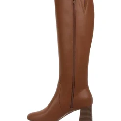 BUFFYY Zipper Faux Leather Knee-High Boots