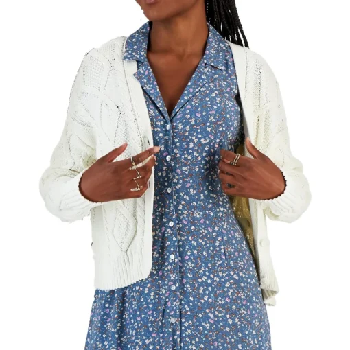 Button Cable Knit Cardigan Sweater