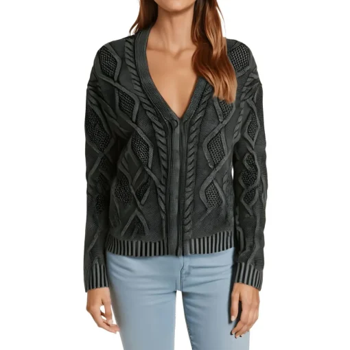 Button Cable Knit Cardigan Sweater