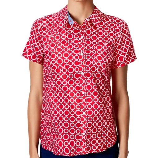 Camp Shirt Printed Cotton Button-Down Top