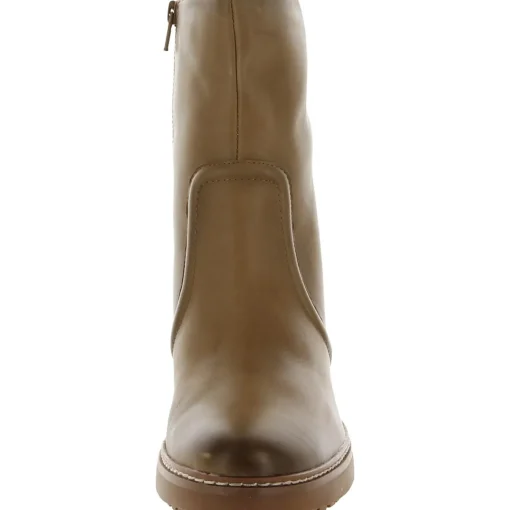 Catie Zipper Leather Mid-Calf Boots