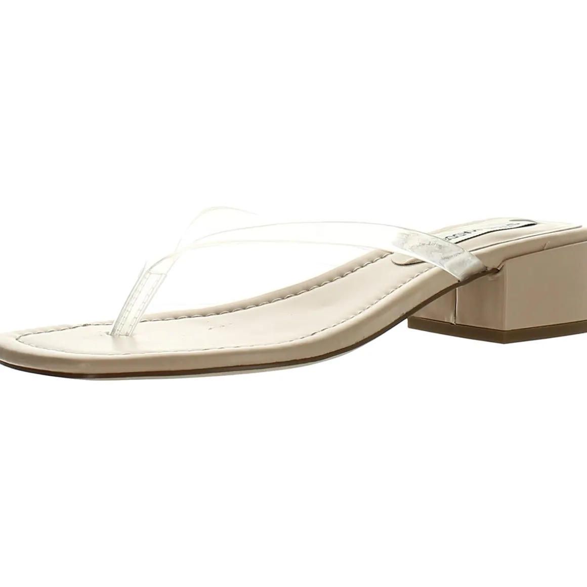 Claudette Faux Leather Thong Block Heels