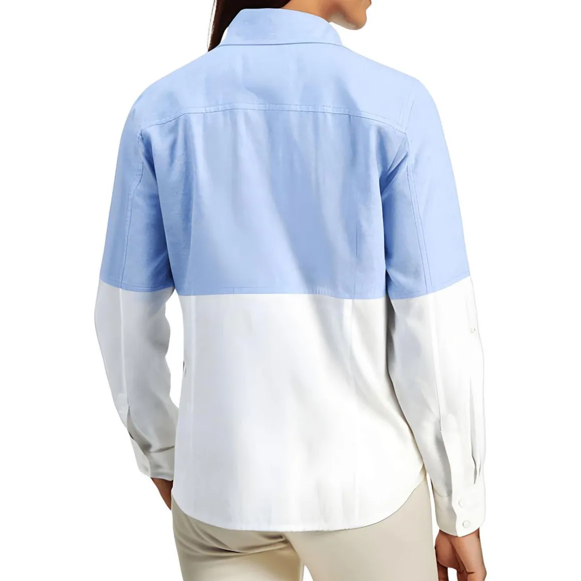 Colorblock Cotton Button-Down Top