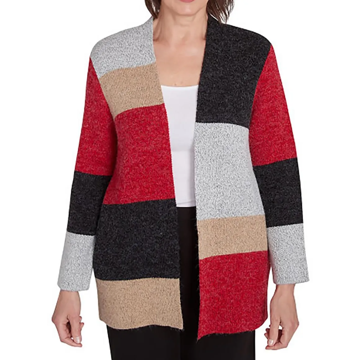 Colorblock Knit Cardigan Sweater