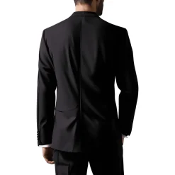 Contrast Trim Wool Two-Button Blazer