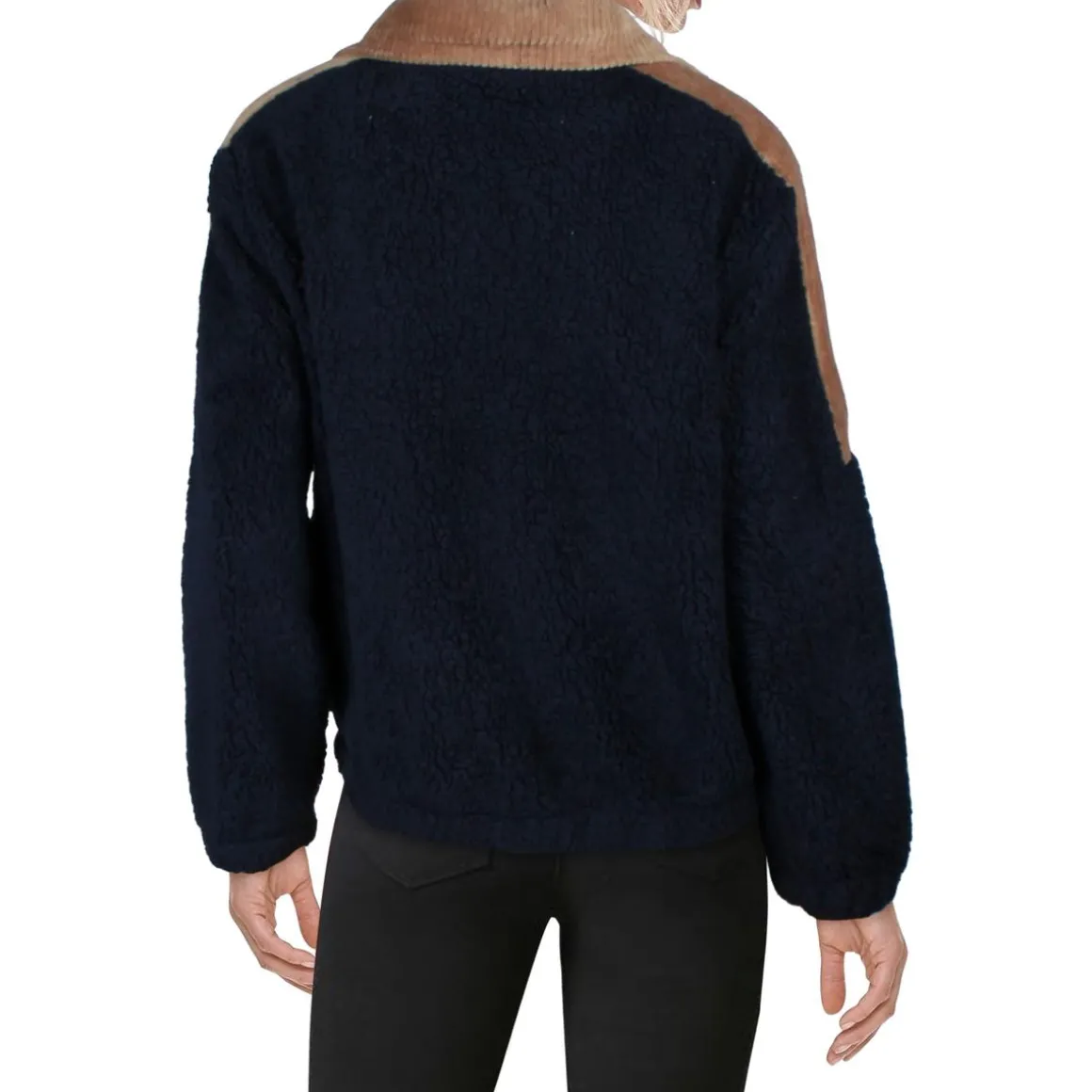 Cord Mix Popover Mixed Media Sherpa 3/4 Zip Pullover