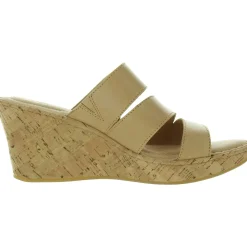 Cork Leather Wedge Sandals