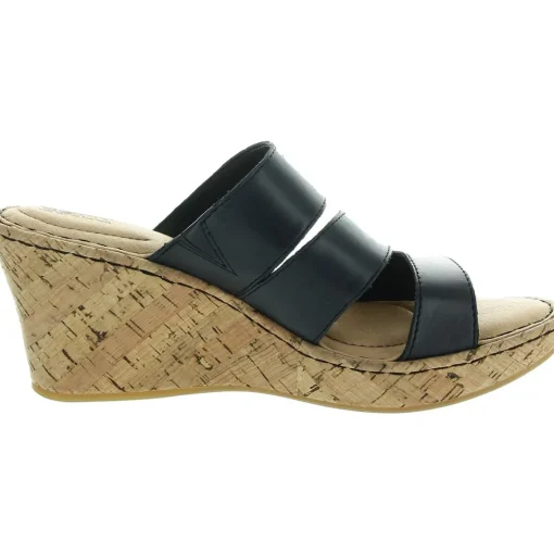 Cork Leather Wedge Sandals