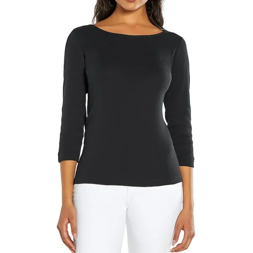 Cotton Boat Neck Pullover Top
