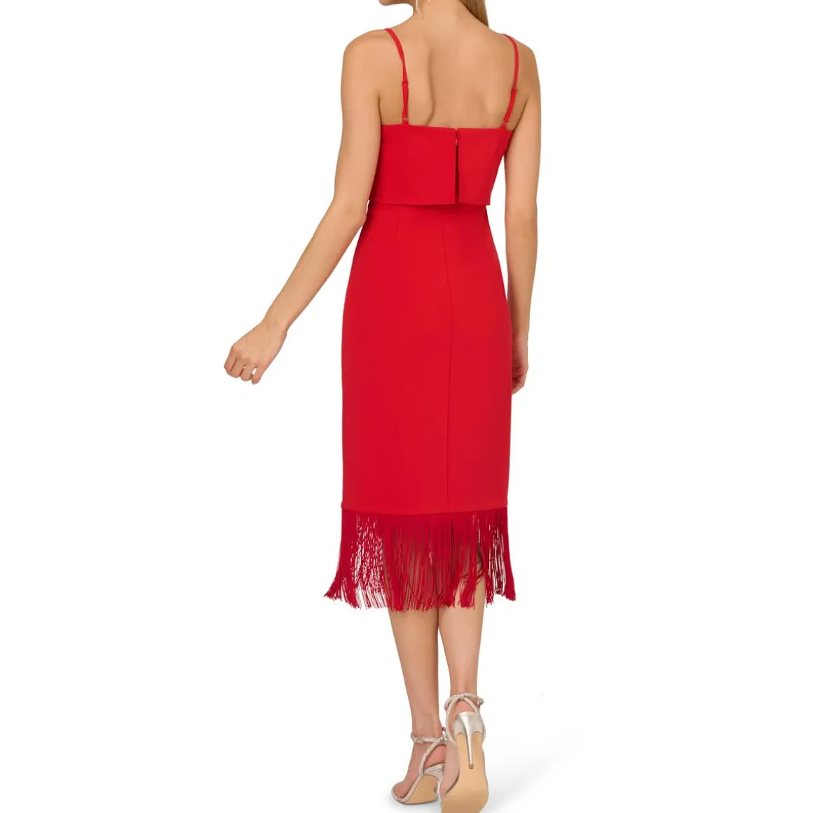 Crepe Fringe Midi Dress
