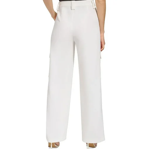 Crepe Mid-Rise Wide Leg Pants