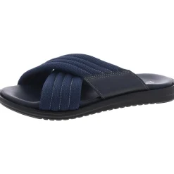 Criss-Cross Leather Slide Sandals