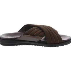 Criss-Cross Leather Slide Sandals