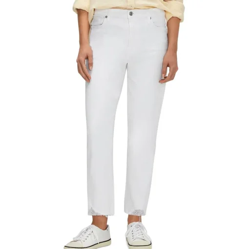 Cropped Frayed Hem Straight Leg Jeans