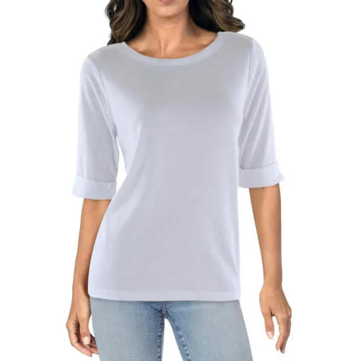 Cuffed Cotton Pullover Top