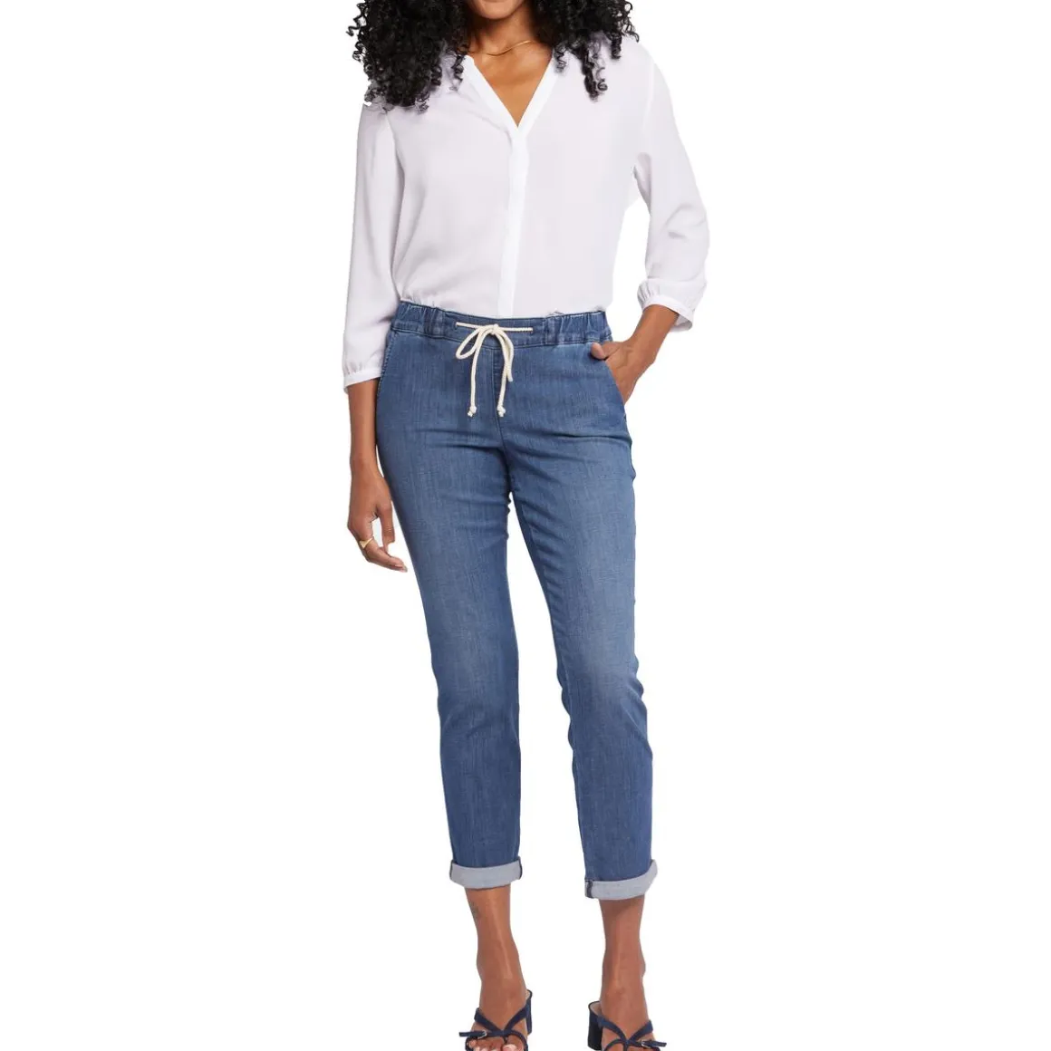 Cuffed Denim Jogger Jeans